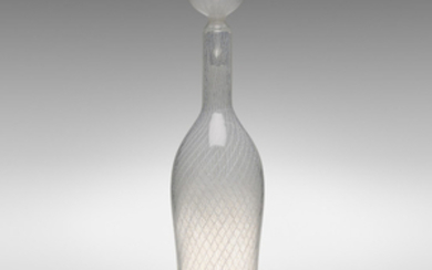 Paolo Venini, Monumental Zanfirico bottle with stopper, model 4579