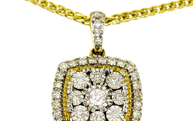 14k Yellow Gold Diamond Necklace.