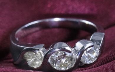 14 K White Gold IGI Certified Solitaire Diamond Ring