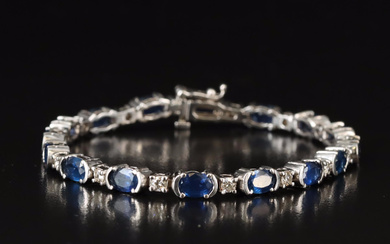 14K Diamond and 8.48 CTW Sapphire Bracelet with Online IGI Report