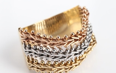 14K Tri-Gold Woven Link Ring