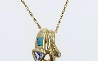14K YG Opal and Tanzanite Necklace