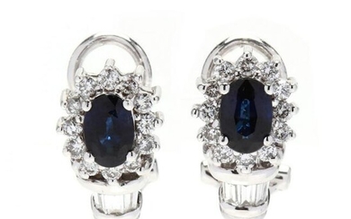 14KT White Gold, Sapphire, and Diamond Earrings