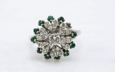 14KW Gold Emerald and Diamond Ring