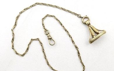 14KY Gold Watch Chain with Fob