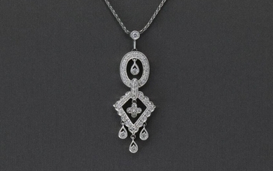 14Kt Art Deco Diamond Necklace/ Pendant