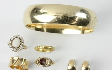 14k Gold Bangle Bracelet, Rings and Band