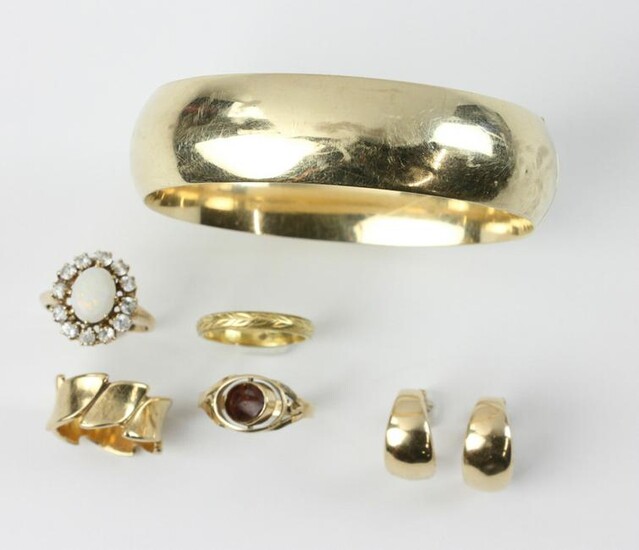 14k Gold Bangle Bracelet, Rings and Band