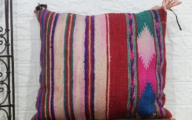 15.5/13.5 Vintage Moroccan Berber Pillow colourful-cushion berber Handmade-Natural Wool-Moroccan