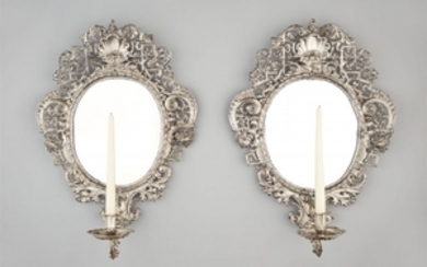 An important pair of Augsburg silver wall app ...