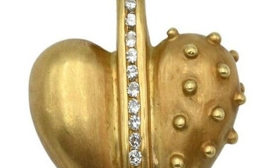 18 Karat Gold Heart Pendant, set with diamonds, height