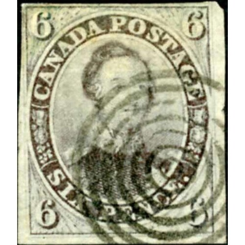 1852-57 6d GREENISH-GREY with seven ring target cancellation...