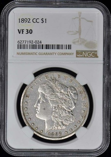 1892-CC Morgan Dollar S$1 NGC VF30