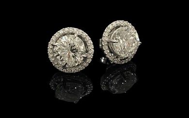 18K White Gold over 7 tcw Diamond Stud Earrings