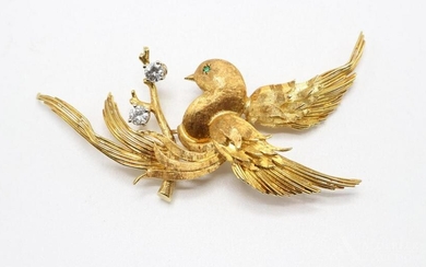 18KY Gold Diamond Bird Pin