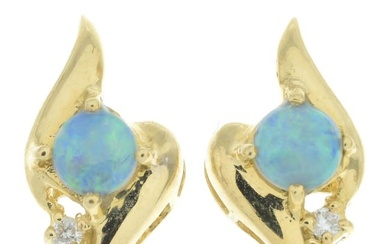 18ct gold opal & diamond earrings