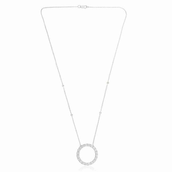 18k Gold Circle Pendant HI/SI Diamond Necklace Jewelry