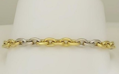 18k PLATINUM ITALY TWO TONE GOLD HEAVY SOLID OVAL LINK