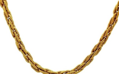 18k Yellow Gold Chain Woven Textured Oval Links