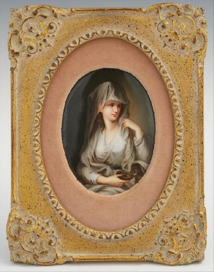 19 Century German Hand Painted Porcelain Plaque Of The