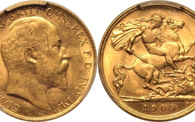 1909 M Gold Half-Sovereign PCGS MS62