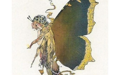 1914 Butterfly Babies Lithograph, Mourning-Cloak