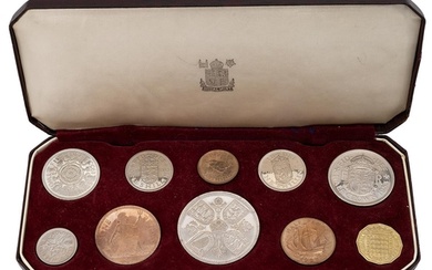 1953 Queen Elizabeth II ten-coin proof specimen set from the...