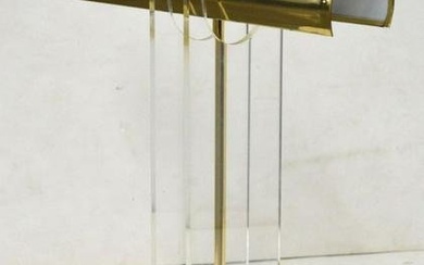 1980'S MODERN LUCITE & BRASS LAMP