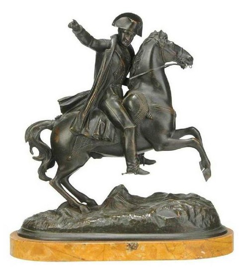 19th C. Bronze & Marble Figure of Napoleon