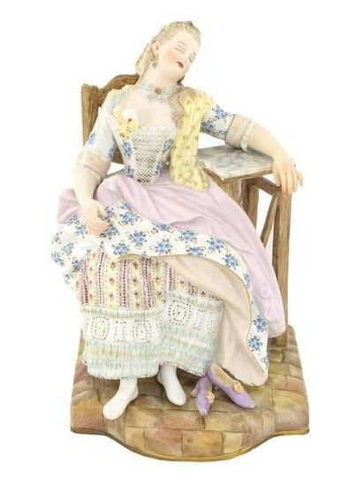 19th C. Meissen Porcelain Figure of a Sleeping Maiden