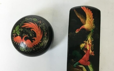 2 Russian Palekh Lacquer Boxes