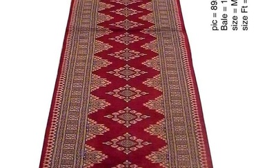 2 x 10 Red Wool & Silk Jaldar Bokhara Runer