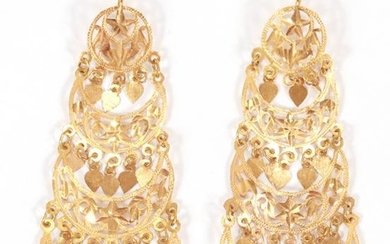 22KT GOLD TIERED EARRINGS, PAIR