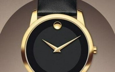 28MM LADIES MOVADO MUSEUM DIAL WATCH GOLD OVER BLACK