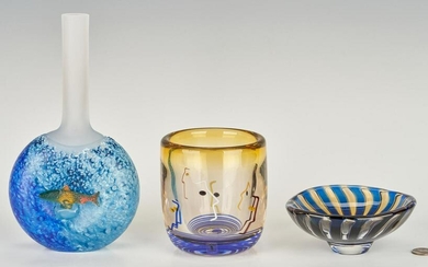 3 Swedish Art Glass items incl. Orrefors, Kosta Boda