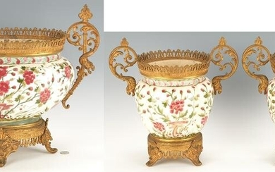 3 Zsolnay Gilt Bronze Mounted Porcelain Jardinieres