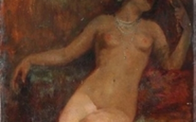 ARTISTA DEL XIX SECOLO Female nude in profile.