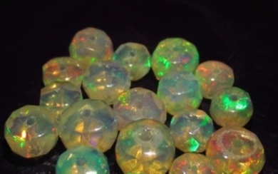 7.47 Ct Genuine 18 Drilled Round Faceted Opal Beads