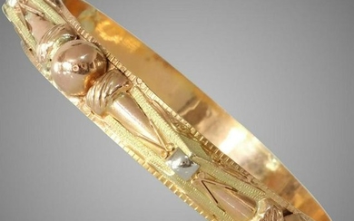 Algerian Gold Bracelet Bangle | 21K Tricolor Vintage |