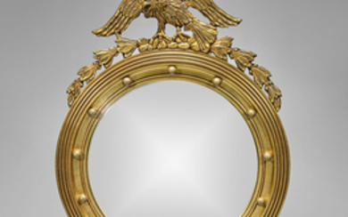 Carved Gilt Wood Federal-Style Convex Mirror