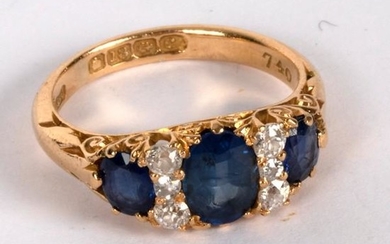 An Edwardian sapphire and diamond ring in an 18ct