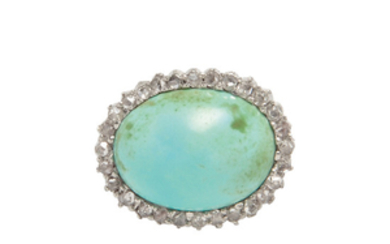 Edwardian Turquoise and Diamond Pin
