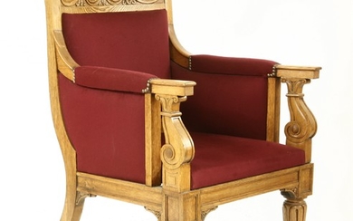 A large oak library chair