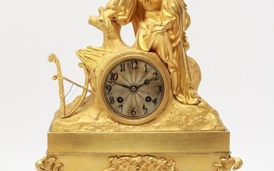 French Gilt-Bronze Ormolu Figurative Mantel Clock