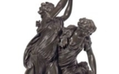 A FRENCH PATINATED BRONZE FIGURAL GROUP OF BACCHANTES, CAST BY RAINGO FRERES FROM A MODEL BY CLODION, PARIS, THIRD QUARTER 19TH CENTURY