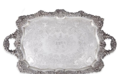 A George III sterling silver serving tray probably Robert...