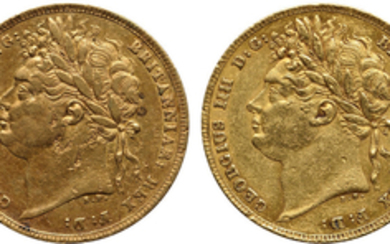 Great Britain, George IV, Gold Sovereigns (2)