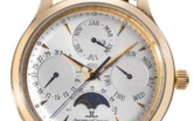 JAEGER-LECOULTRE | A PINK GOLD AUTOMATIC PERPETUAL CALENDAR WRISTWATCH WITH MOON PHASES REF 140280 NO 1194 MASTER CONTROL CIRCA 2010