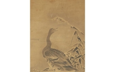 JAPANESE KANO SCHOOL GOOSE AND MILLET Ink on paper...