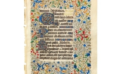 Leaf from an opulently illuminated Book of Hours, in Latin, on parchment [France (Paris), c. 1430]